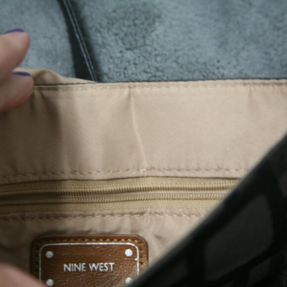 Nine West Small Cloth w/Leather Trim Purse, Brown - Picture 3 of 3